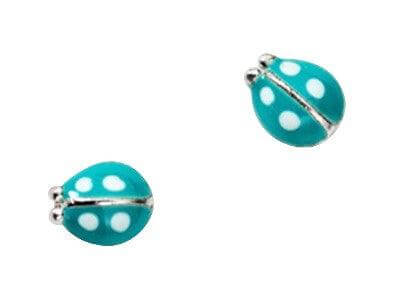 Baby and Toddler Earrings:  Sterling Silver Blue Ladybug Earrings - Trendolla Jewelry