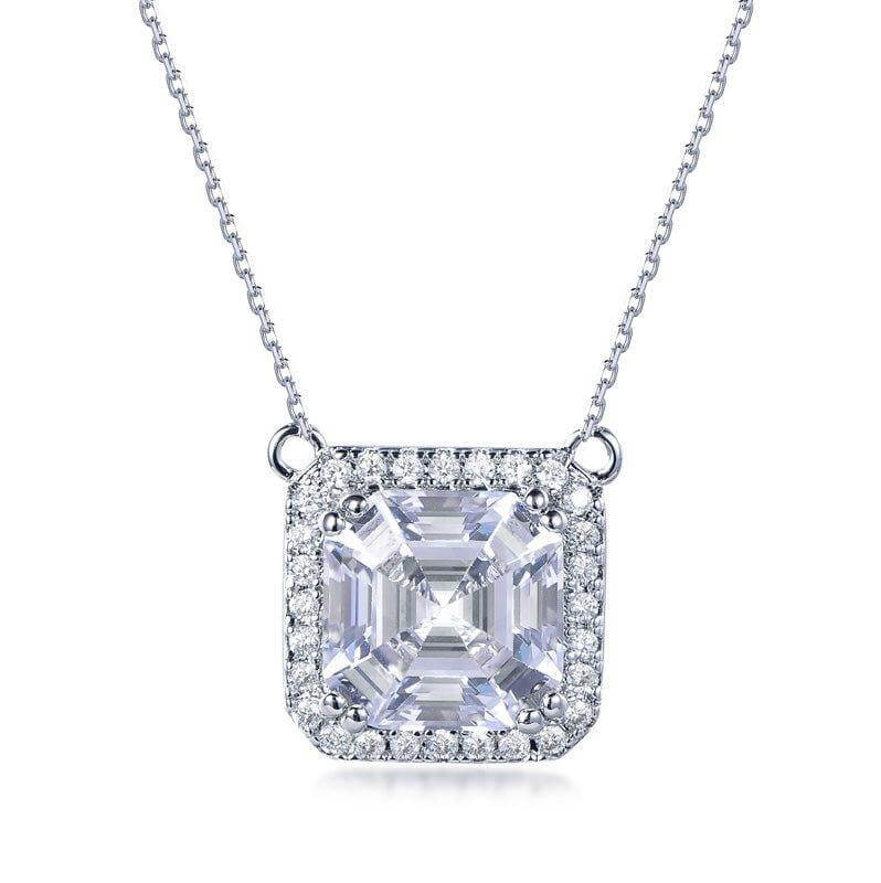Halo Cube White Stone Pendant Necklace - Trendolla Jewelry