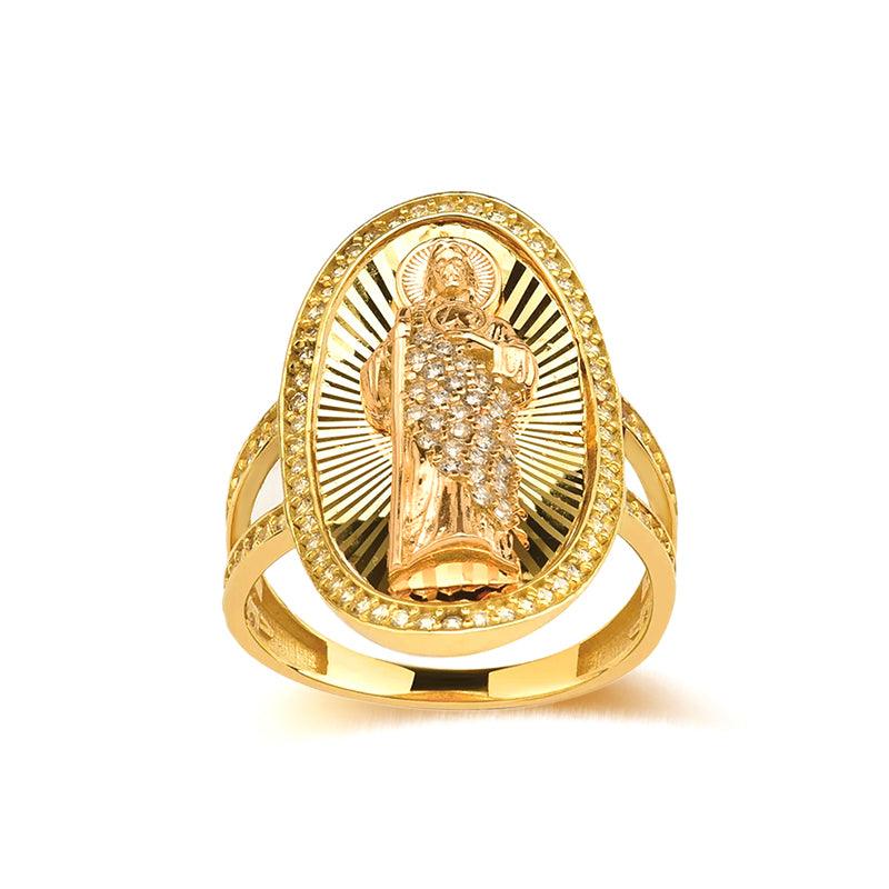 Trendolla Gold Plated Sterling Silver San Judas Ring - Trendolla Jewelry